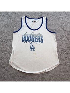 Los Angeles Dodgers MLB Carl Banks White Ringer Tank Top Womens M 2020 Baseball